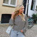 Bella streep shirt zwart beige