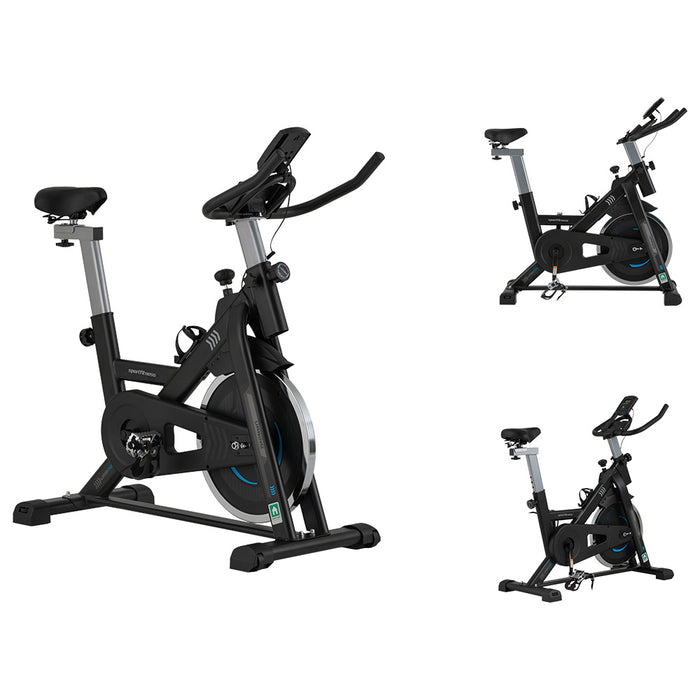 Detalle del volante de inercia de 10kg de la bicicleta Urbino