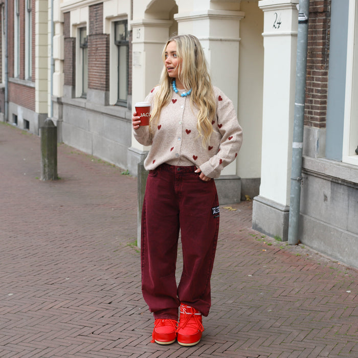Bolletjes cardigan ecru