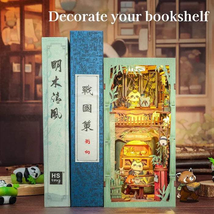 BOOK NOOK KIT - DIY - Librairie Panda - 244pc + Eclairage LED