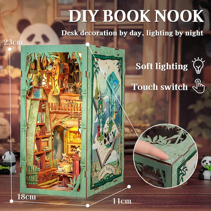 BOOK NOOK KIT - DIY - Librairie Panda - 244pc + Eclairage LED
