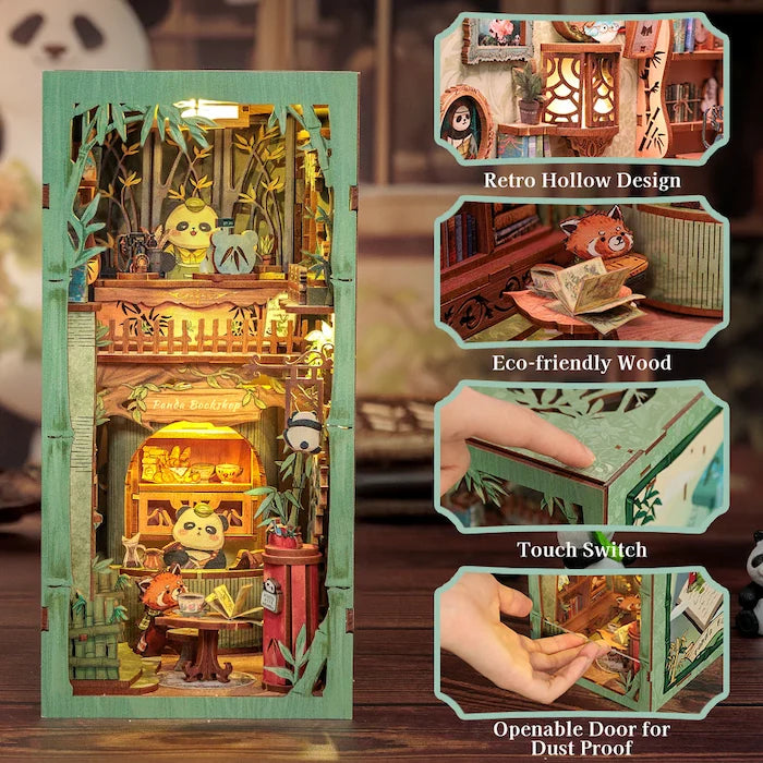 BOOK NOOK KIT - DIY - Librairie Panda - 244pc + Eclairage LED