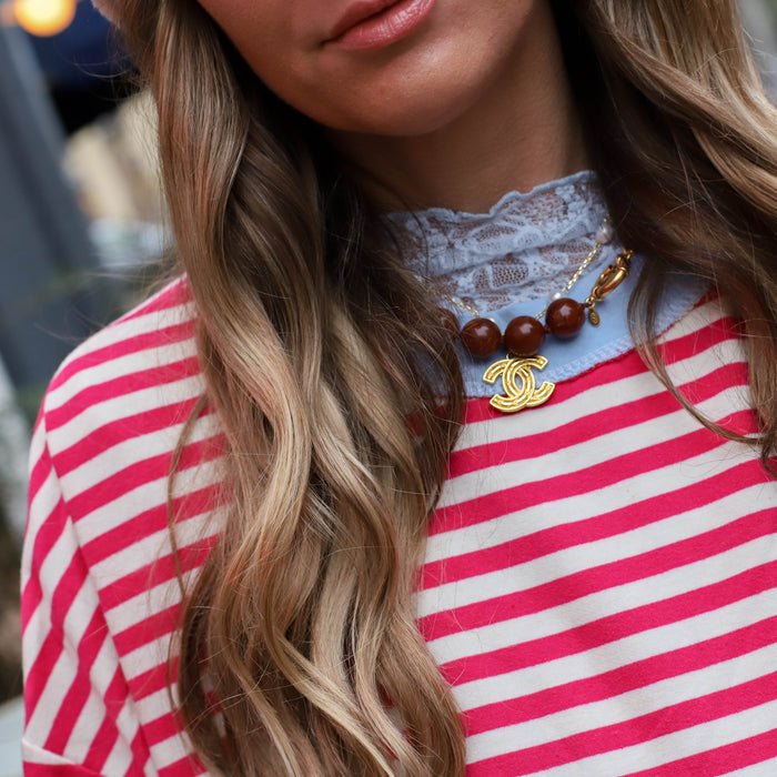 Bowie streep top rood creme