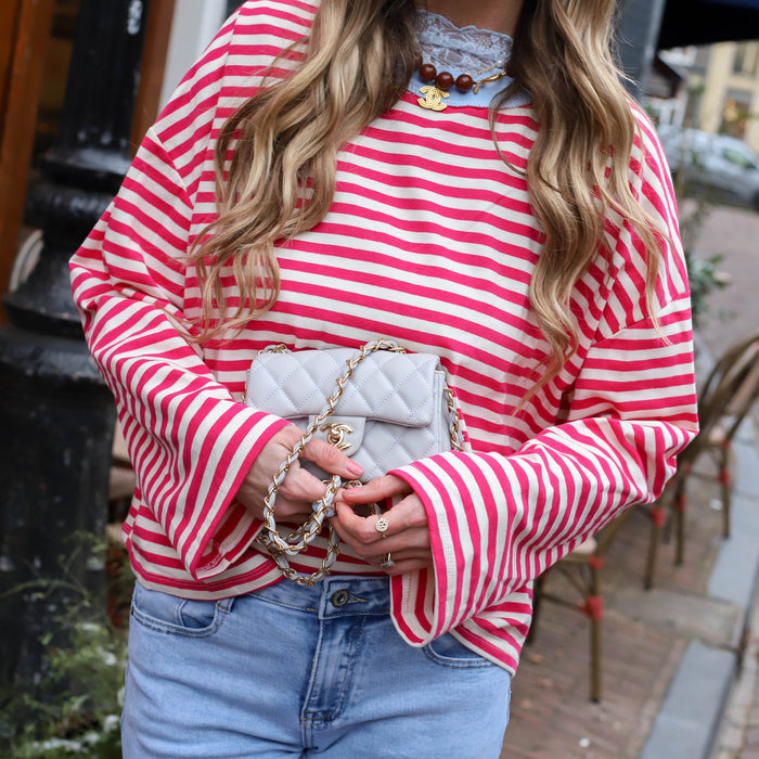 Bowie streep top rood creme