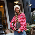 Candy streep top roze burgundy