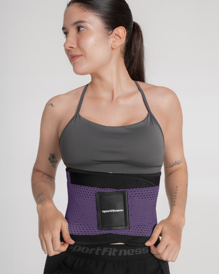 Cinturón Abdominal Doble Ajuste Negro Morado