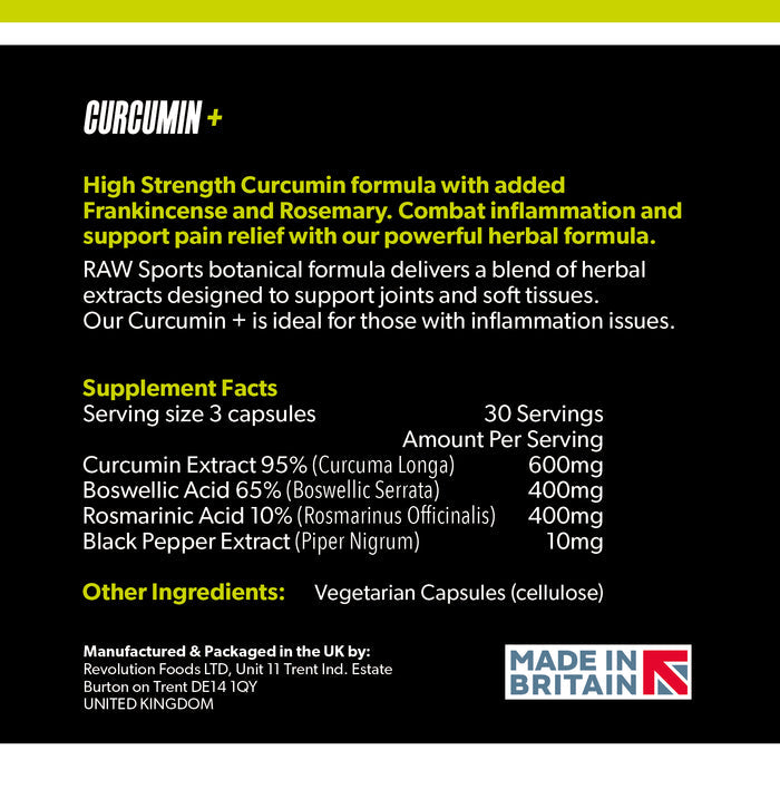 Curcumin + High Strength Joint Formula - Raw Sport