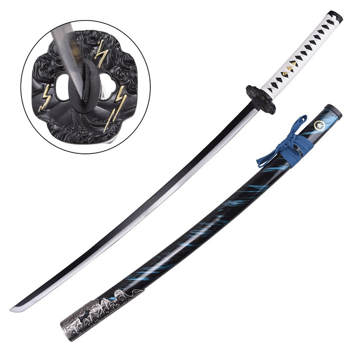 ENSEMBLE DE KATANA ORNEMENTAL BLEU SAKAI DE JIN  GHOST OF TSUSHIMA