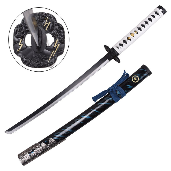 ENSEMBLE DE KATANA ORNEMENTAL BLEU SAKAI DE JIN  GHOST OF TSUSHIMA