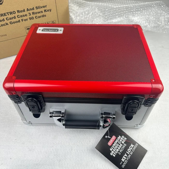 EVORETRO - Graded Card Storage Box Red and Silver for 90 Cards