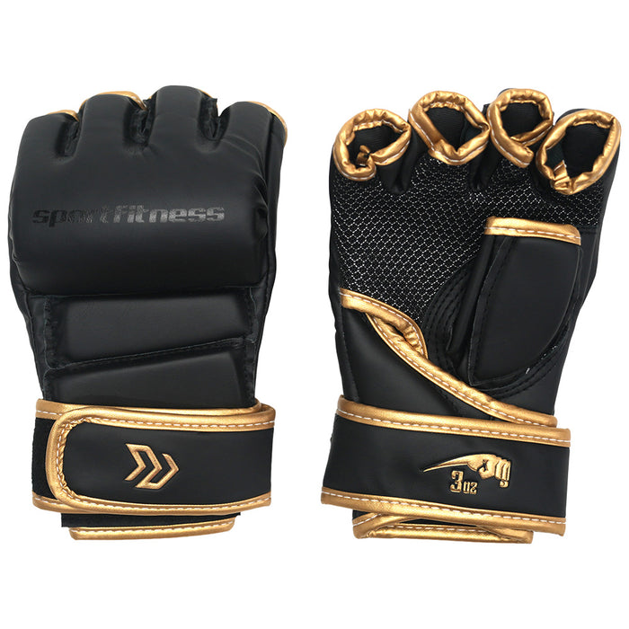 Guantes MMA 30z Medio Dedo Negro Dorado