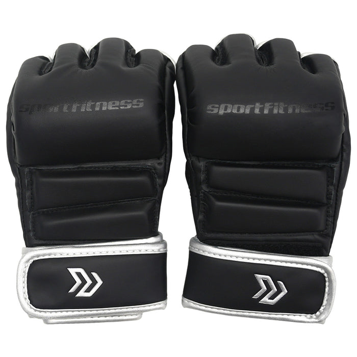 Guantes MMA 30z Medio Dedo Negro Plata
