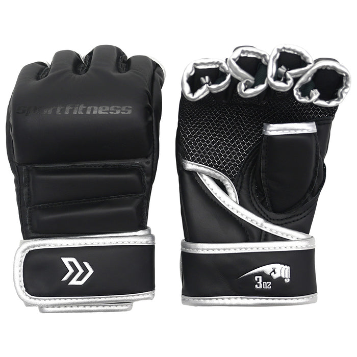 Guantes MMA 30z Medio Dedo Negro Plata