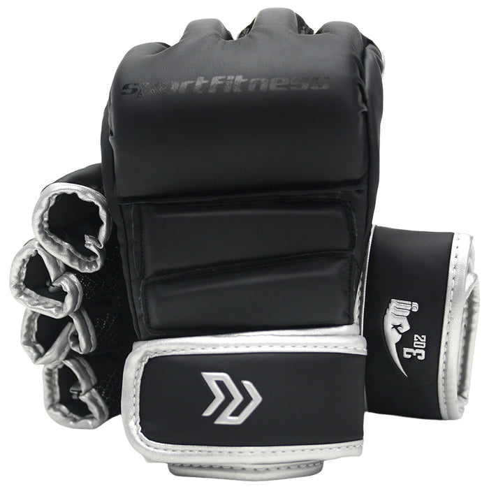 Guantes MMA 30z Medio Dedo Negro Plata