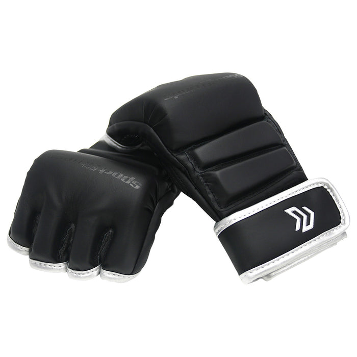 Guantes MMA 30z Medio Dedo Negro Plata