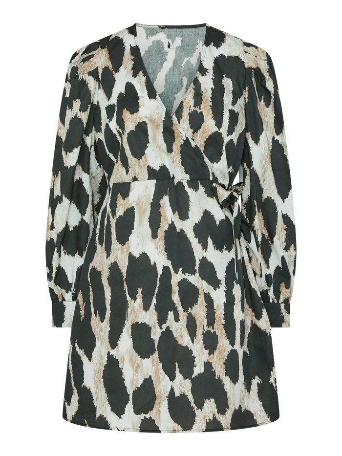 Jade short wrap dress black leo