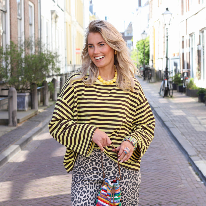 Lora top geel bruin