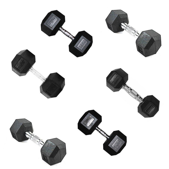 Mancuerna encauchetada Sportfitness de hierro fundido y caucho