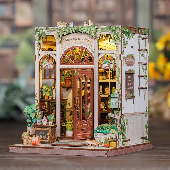 MINIATURE HOUSE - DIY - Librairie Vie Verte - 196pc + Eclairage LED