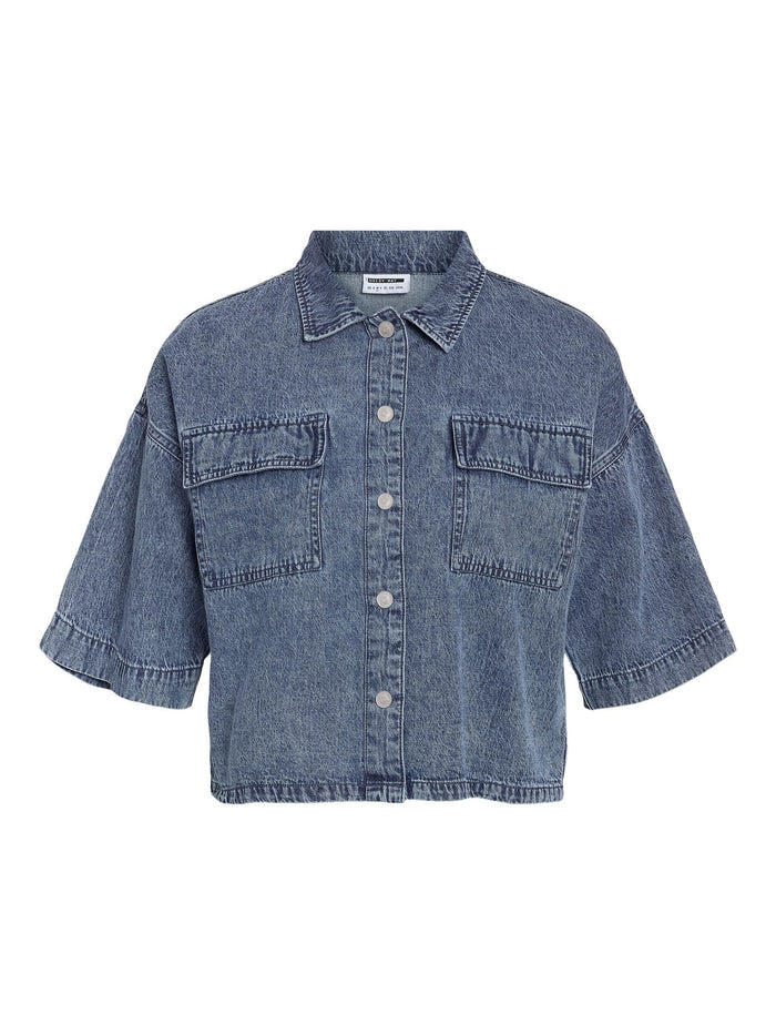 Noisy May Enza medium blue crop blouse