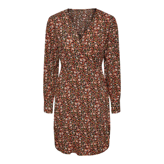 Nya wrap dress black orange