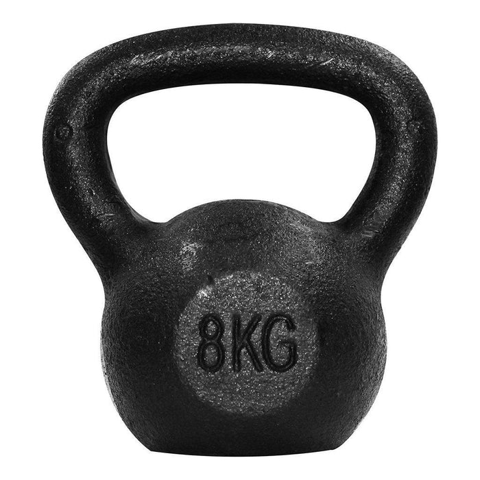 Detalle del asa y acabado de la kettlebell de hierro fundido