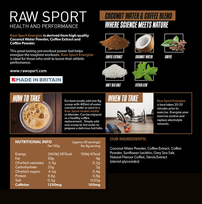 Pre Workout Energize Coffee 240g - Raw Sport