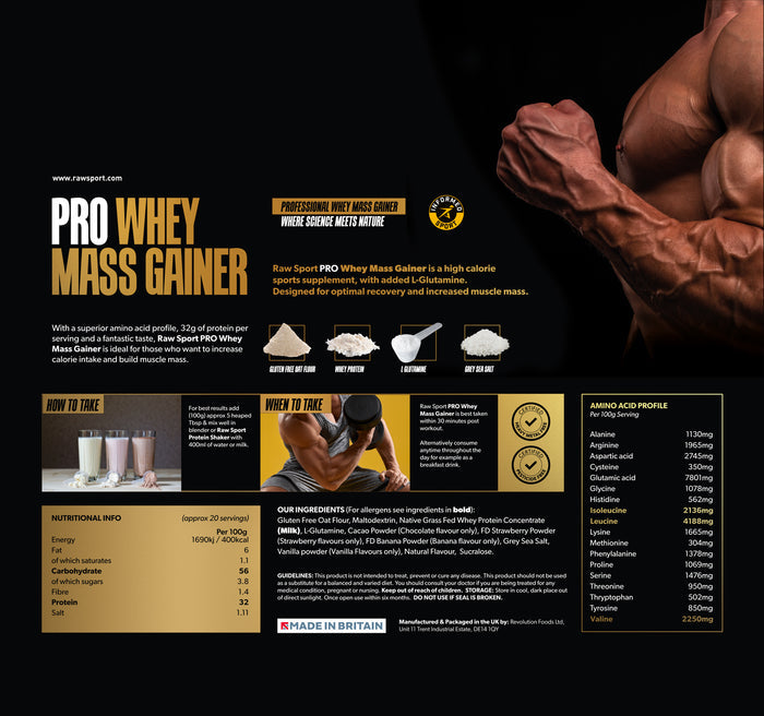 Pro Whey Mass Gainer - Grass Fed - Informed Sport - Raw Sport