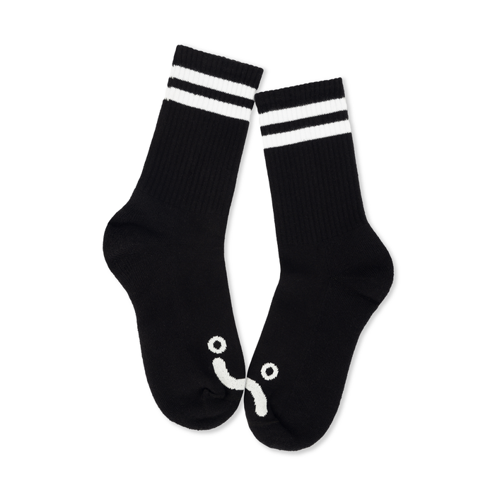Rib Socks | Happy Sad - Black/White