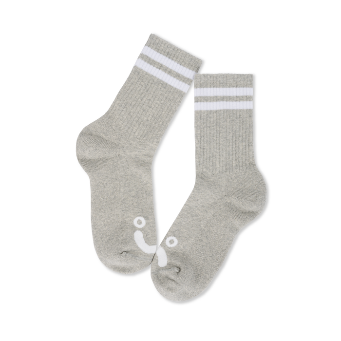 Rib Socks | Happy Sad - Heather Grey/White