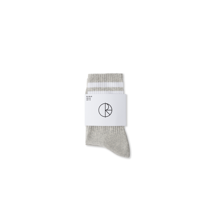 Rib Socks | Happy Sad - Heather Grey/White