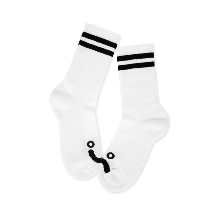 Rib Socks | Happy Sad - White/Black