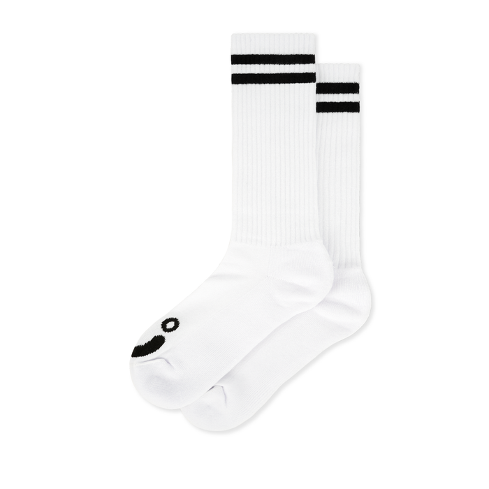 Rib Socks | Long | Happy Sad - White/Black