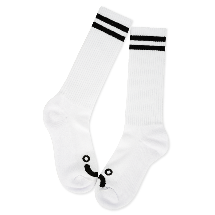 Rib Socks | Long | Happy Sad - White/Black
