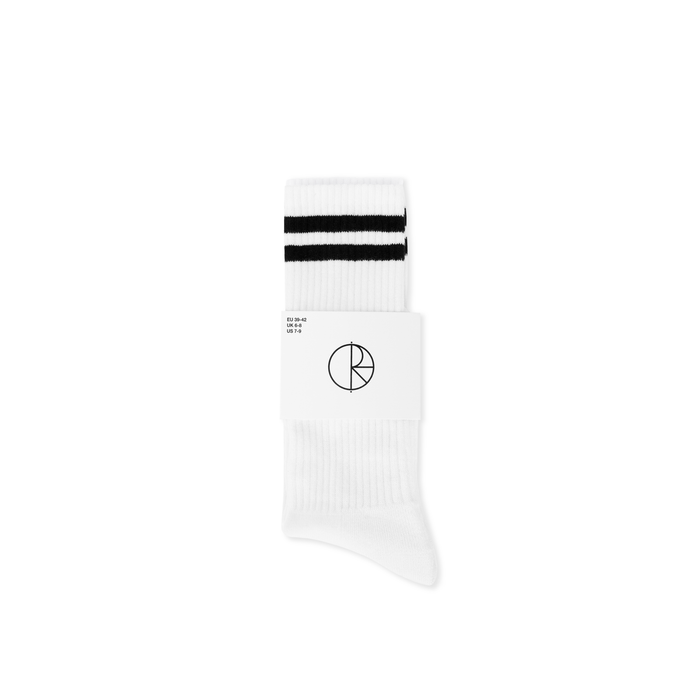 Rib Socks | Long | Happy Sad - White/Black