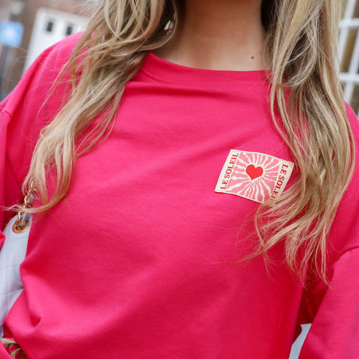 Soleil patch shirt fuchsia