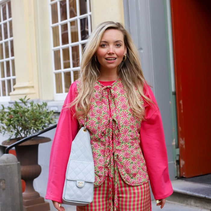 Soleil patch shirt fuchsia