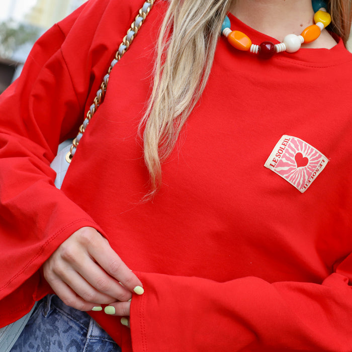 Soleil patch shirt rood