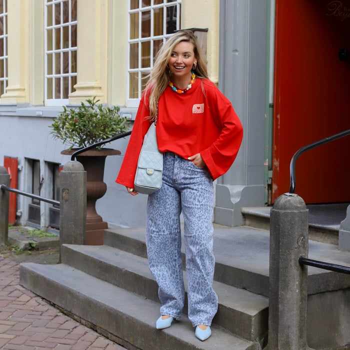 Soleil patch shirt rood