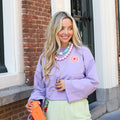 Soleil patch sweater lila