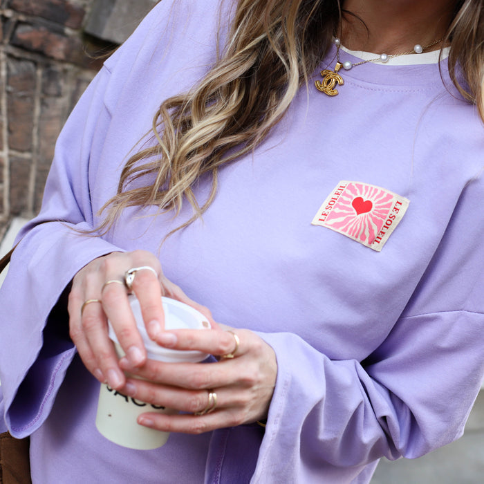 Soleil patch sweater lila