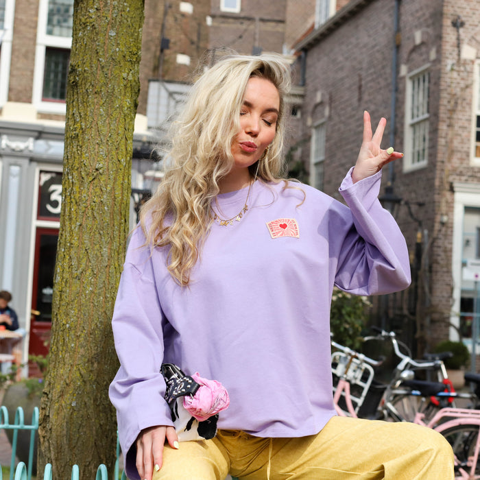 Soleil patch sweater lila
