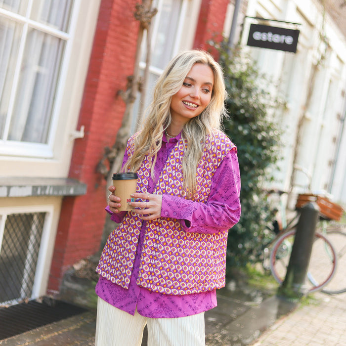 Spring gilet print paars