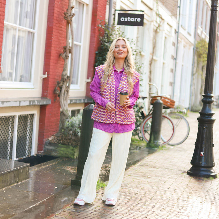 Spring gilet print paars