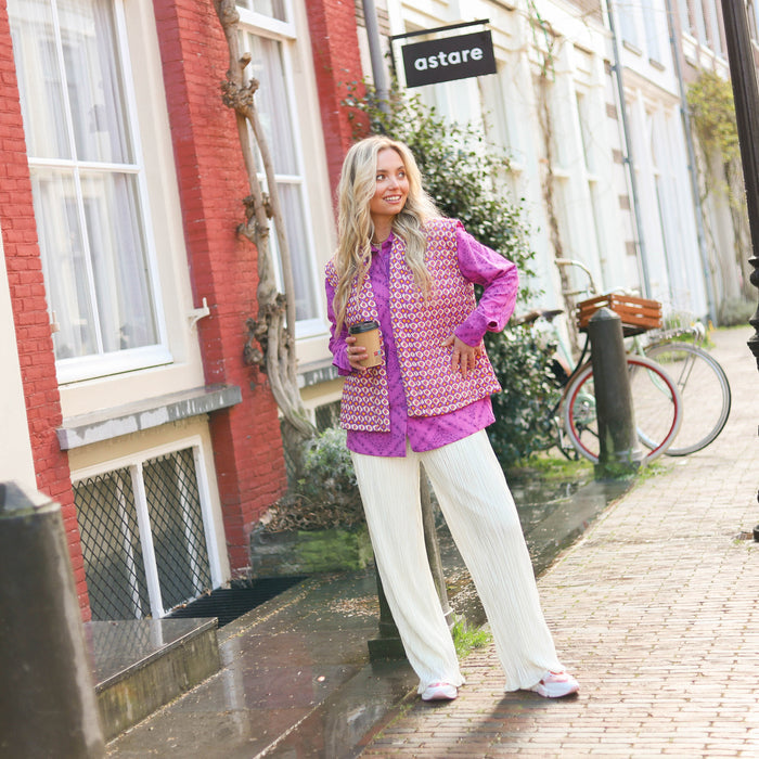 Spring gilet print paars