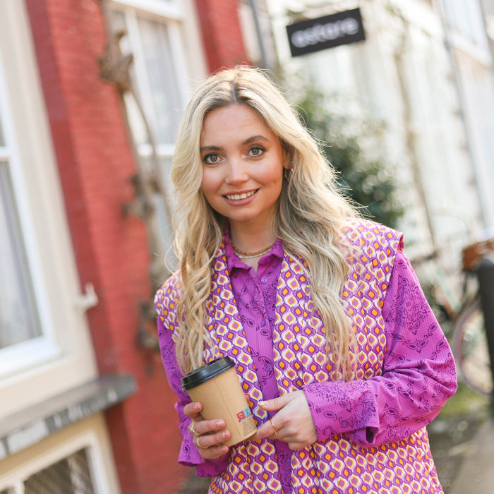 Spring gilet print paars