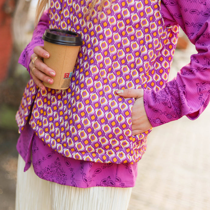 Spring gilet print paars